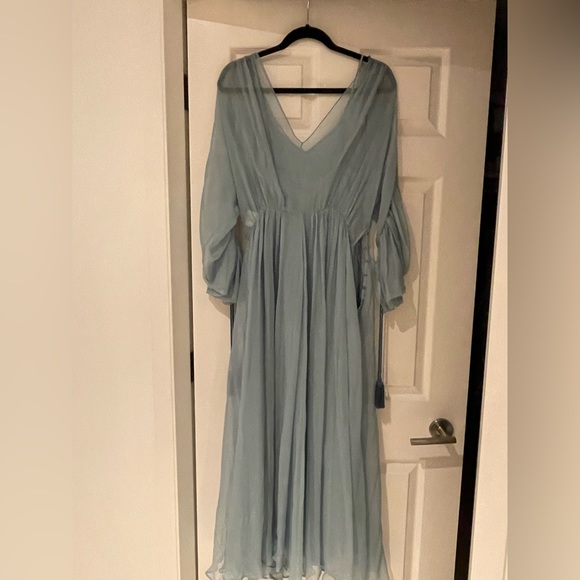 Long Baby Blue Dress with long sleeves by Alberta Ferretti Size 4 - Picture 2 of 3